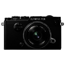Olympus Pen F Compact System Camera With M.ZUIKO 17mm Prime Lens, HD 1080p, 20.3MP, Wi-Fi, Front Creative Dial, 5-Axis IS, 3 Vari-Angle Touch Monitor, Silver Black